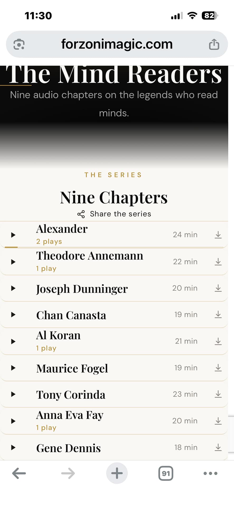 The Mind Readers podcast - chapter list